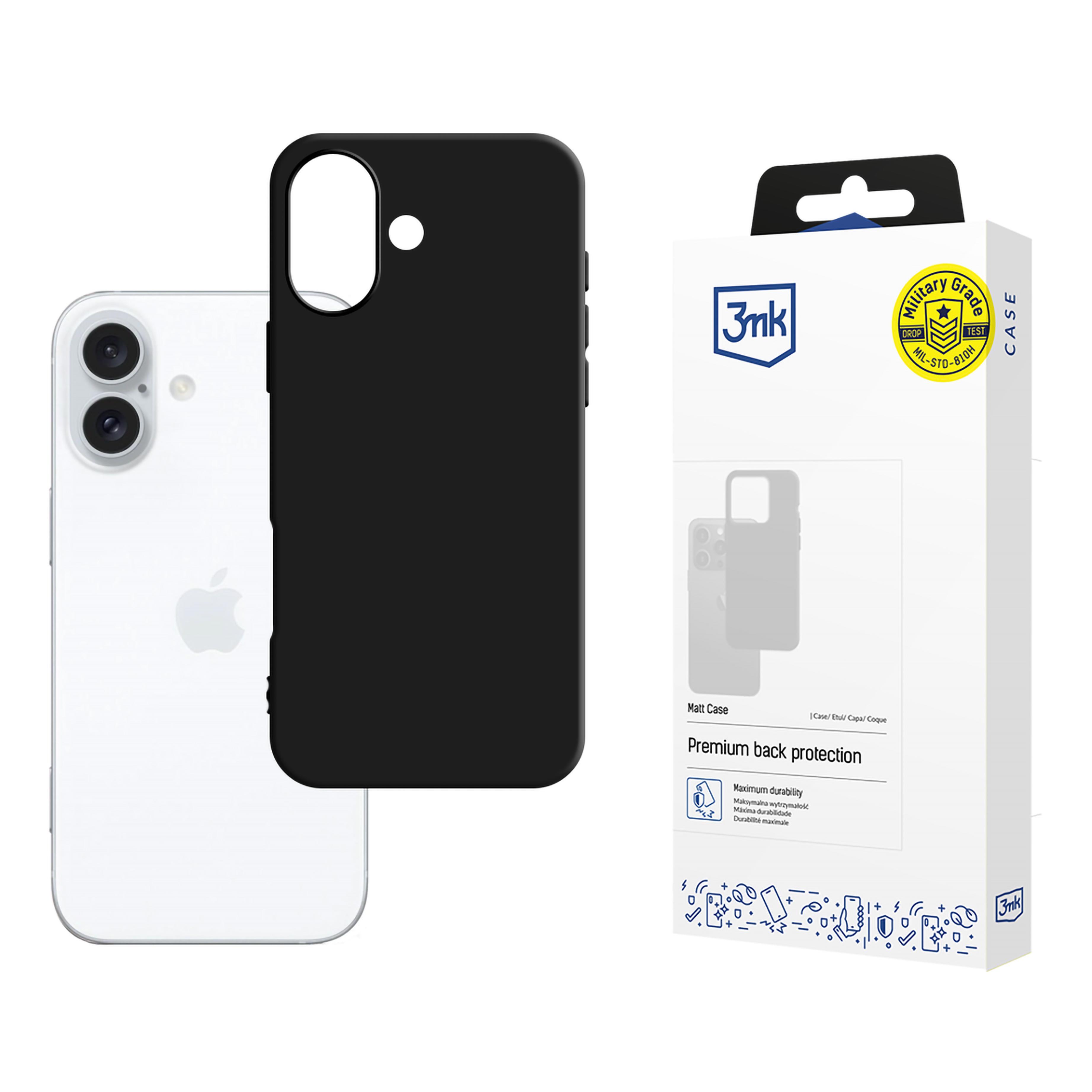 iPhone: Защитен калъф, матово черно, 16 Plus, твърд силикон Image